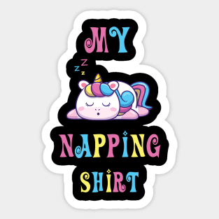 napping shirt for girls wtih cute sleeping unicorn Sticker